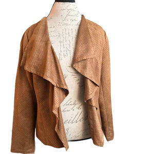 vintage faux suede waterfall collar jacket